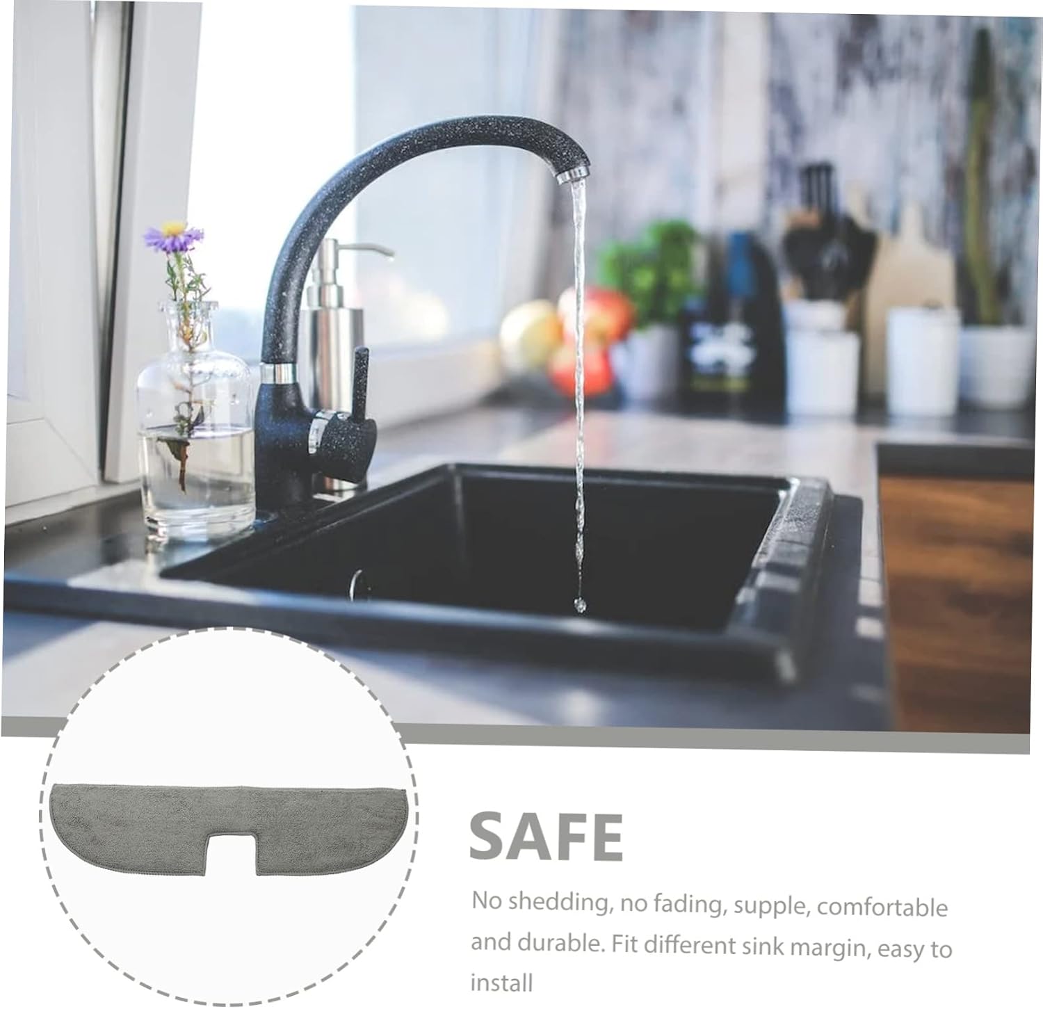 LABRIMP 4pcs Faucet Absorbent Pad for Kitchen Sink Washable Splash Guard Mat Super Absorbent to Prevent Moisture Buildup Kitchen Counter Grey for Faucets