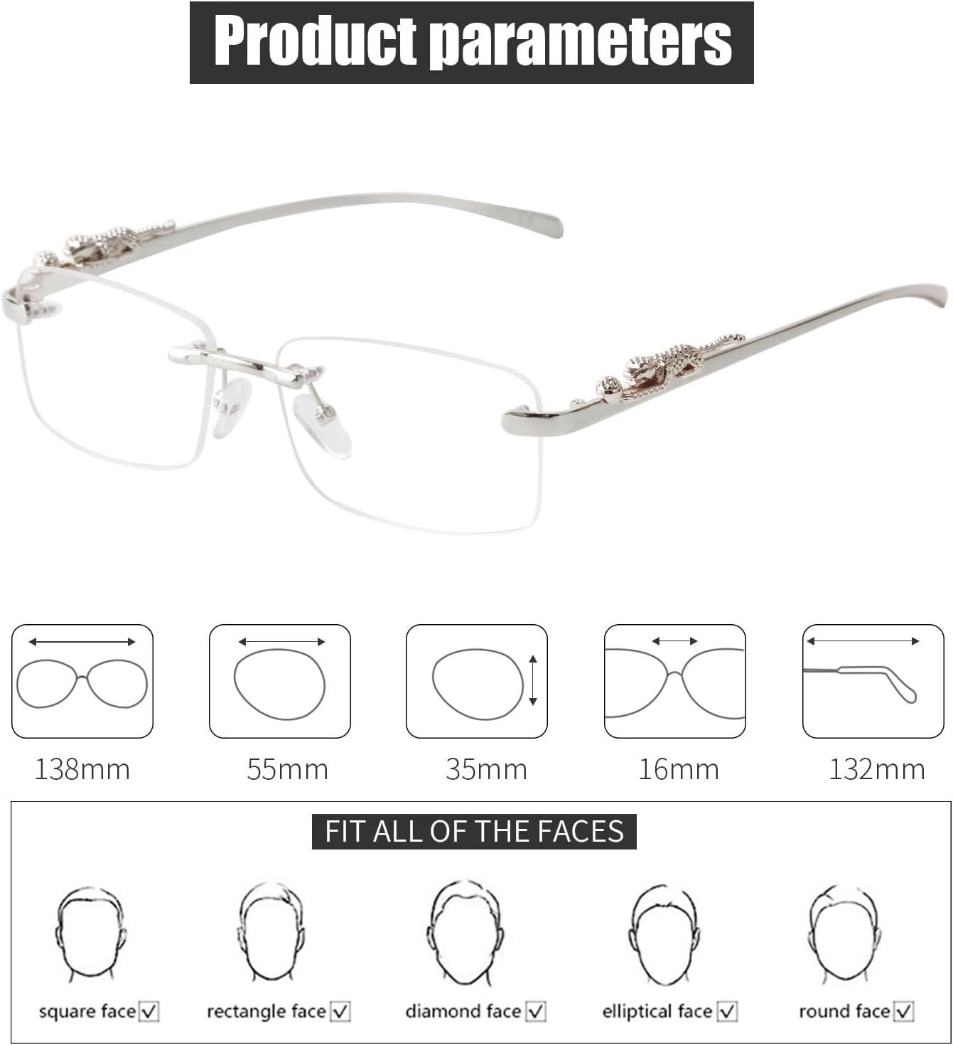 ADE WU Vintage Rimless Sunglasses Retro Luxury Gold Metal Frameless Rectangle Colored Lens Sun Glasses - Image 3