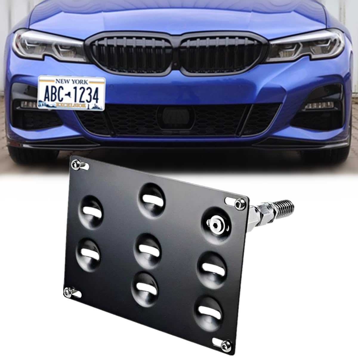 Drill-Free Front Tow Hook License Plate Mount Bracket for BMW G20 3 Series 320i 330i M340i G29 Z4 2019+ Stainless Steel Relocator Holder Front Bumper Plate Mounting Bracket Frame