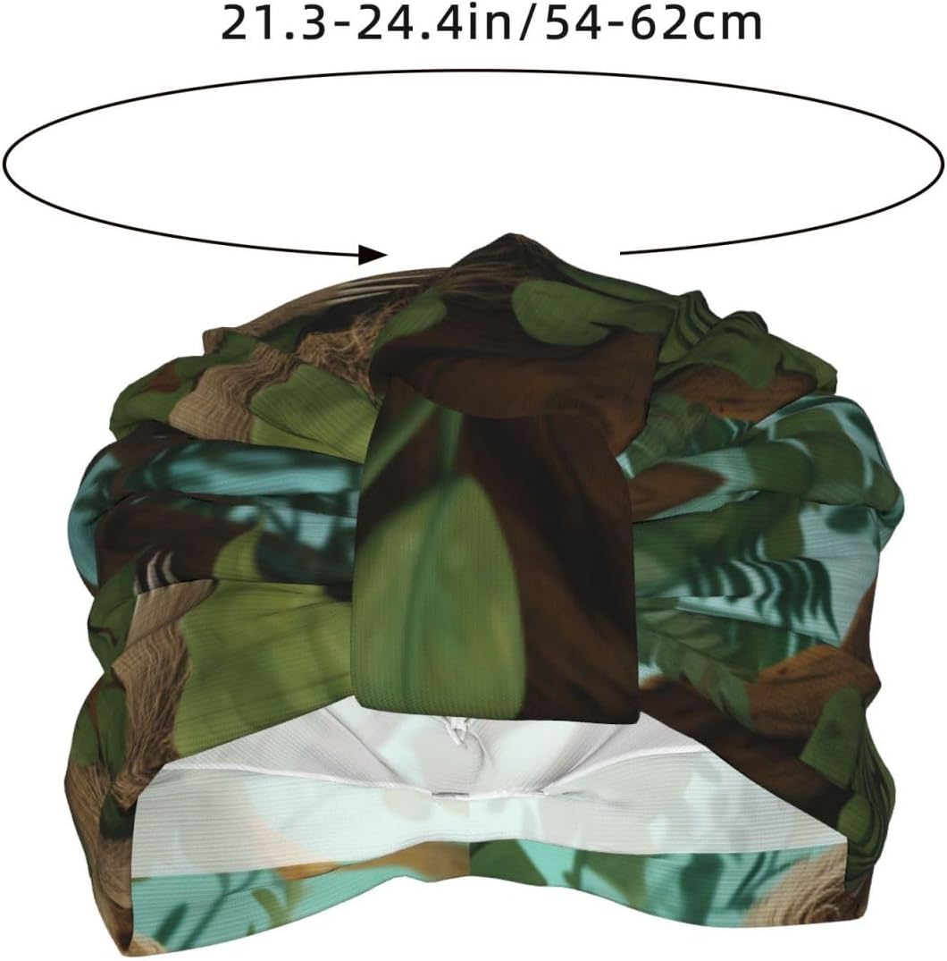 Hug Tree Sloth Comfortable Pre-Tied Turban Headwrap - African Style Elastic Beanie For Chemo Patients, Adjustable Hair Cover Scarf For Yoga, Running, Or Daily Fashion image 2