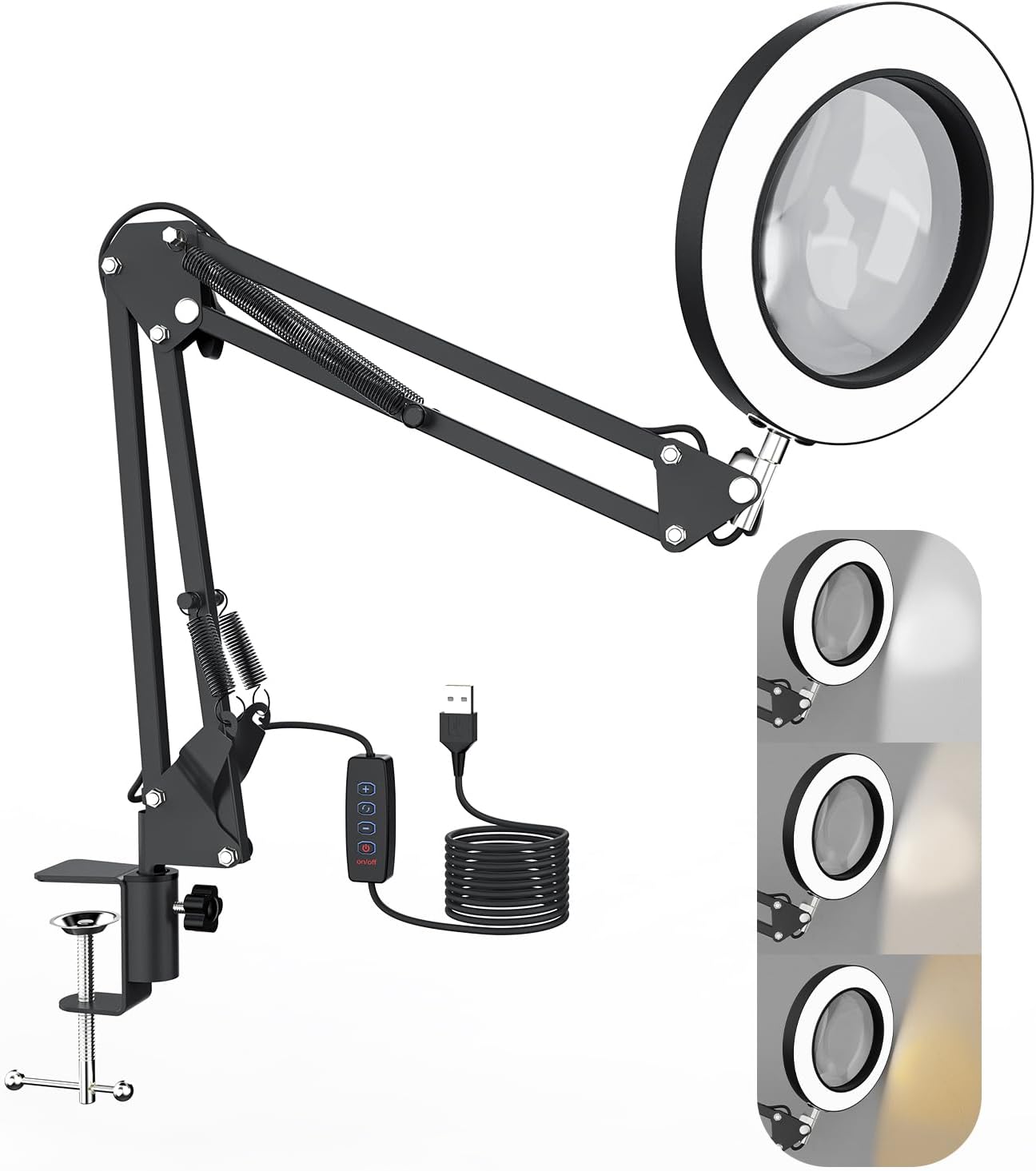 Tonhui 3-fach Dimmbare LED Lupenlampe – Mit Ständer, 10 Cm Linse, Schwanenhals, Für Senioren & Hobbies