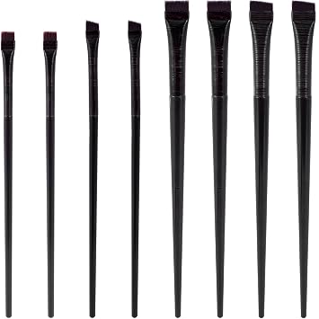 SmallCat 8 Pcs Angled Eyeliner Brush, Angled Eyebrow Brush, Ultra Thin Flat Inglot Eyeliner, Brow Tint Brush with Soft Synthetic Hairs 4 Styles, Black