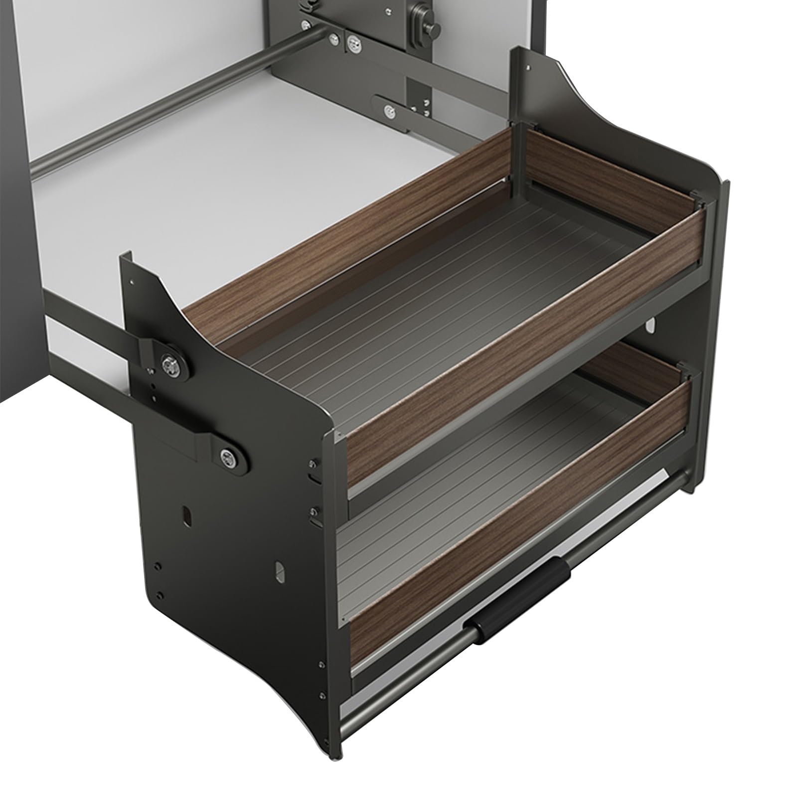 Mensole regolabili estraibili da cucina, armadio da parete, organizer a 2 ripiani, montaggio a parete, sistema di mensole a scomparsa, ripiani alti, monocolore, 810 x 260 x 530 mm
