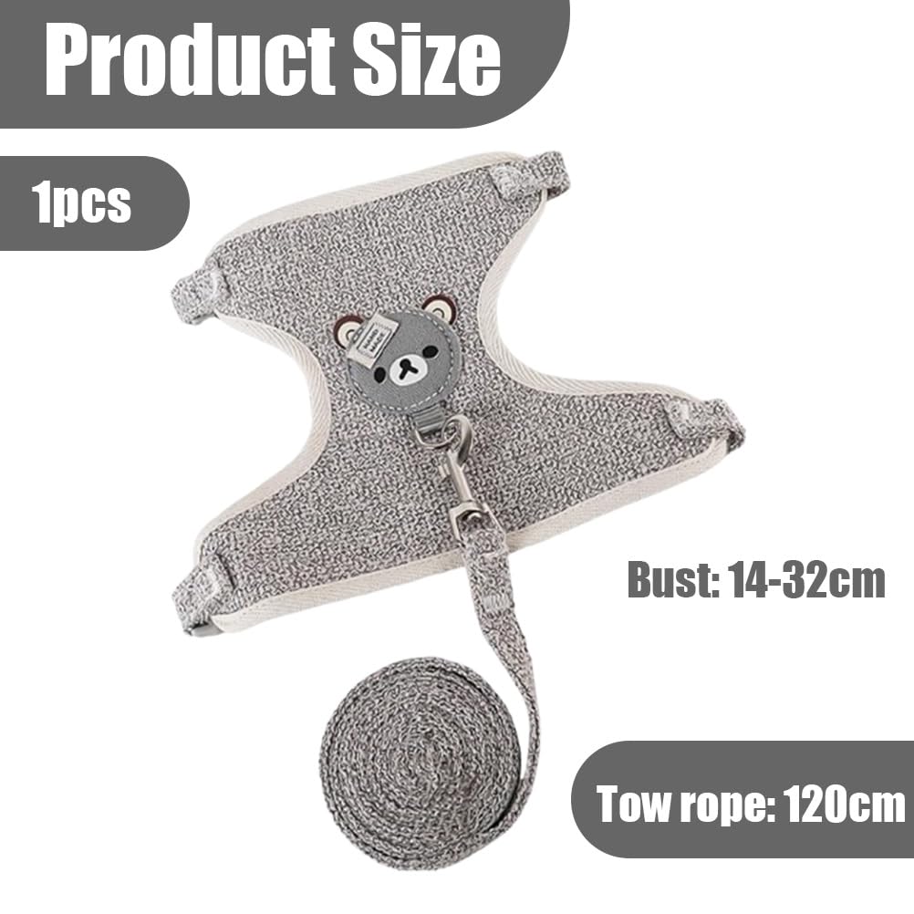 Zwergkaninchen-Harnisch, Kaninchen-Leine, Accessoires für Chihuahuas, Halsbänder & Leinen für Kleintiere, verstellbare atmungsaktive Leine (Grau)