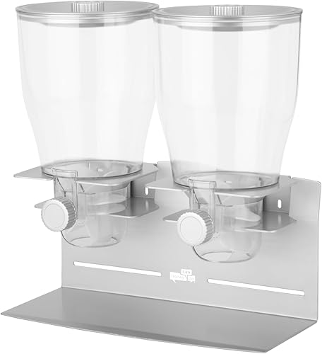 Miniatura 2 de Honey-Can-Do Dispensador de productos secos y aperitivos de 2 recipientes con soporte de acero, 13 onzas