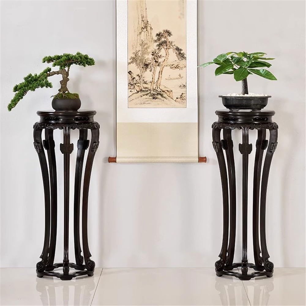 Stojak na rośliny w stylu chińskim wytłaczana rzeźba stojak ekspozycyjny, czarny kwaśny rozgałęziony drewniany stojak na rośliny Bonsai