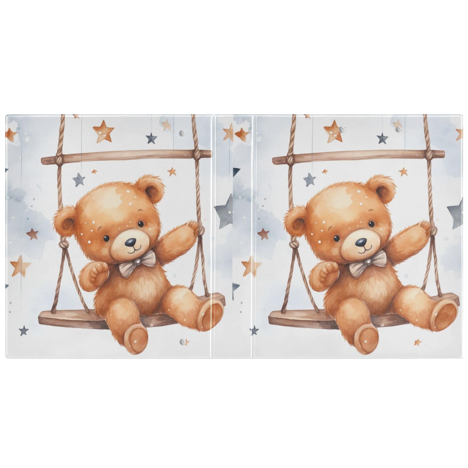 Bear on The Swing, raccoglitore a 3 anelli, 3,8 cm, contiene 200 fogli con 3 tasche interne trasparenti in PVC, per scuola e ufficio