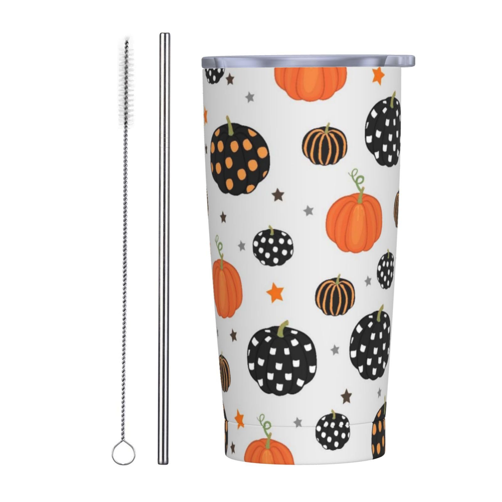 Fall 20oz Tumbler with Lid and Straw for Women Men, Autumn Harvest Pumpkin Insulated Mug…