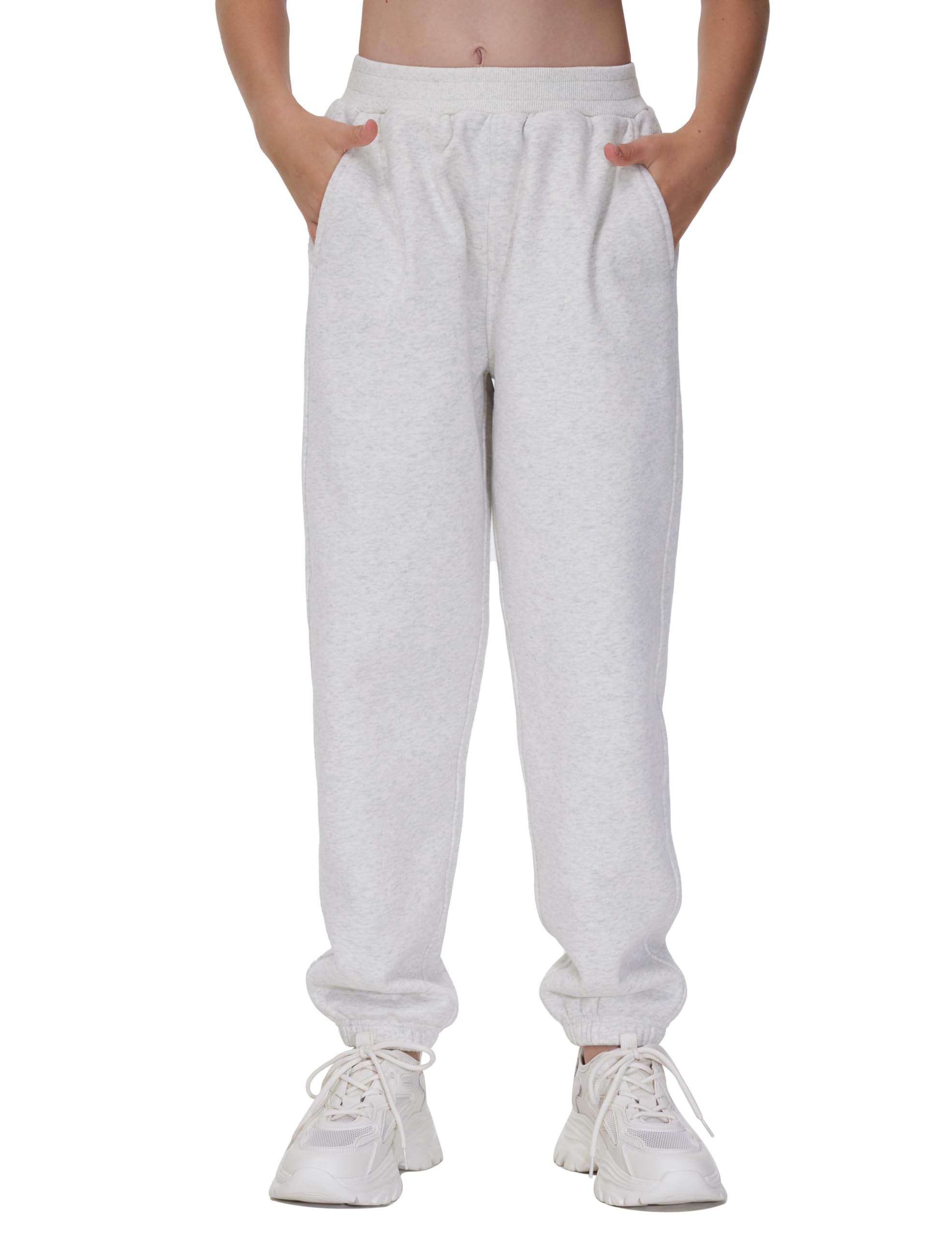 THE GYM PEOPLE Girl's Fleece Tapered Workout Sweatpants Warm Soft Athletic Joggers Pants with Pockets