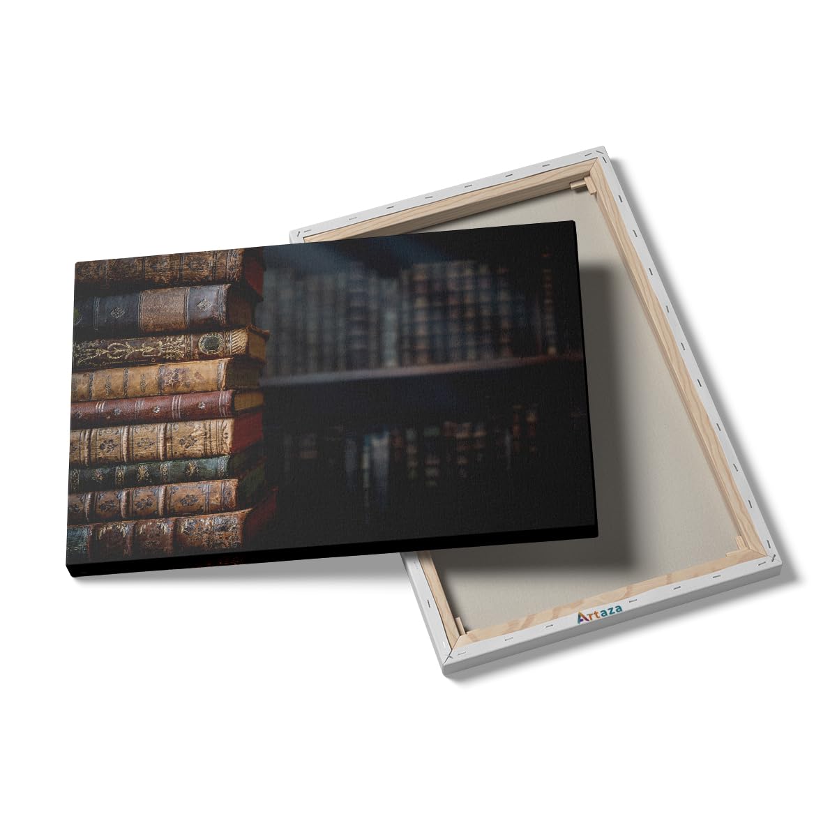 Artaza Leinwand Bilder Alte Bücher - 60x40 cm - Wanddeko Bibliothek - Wandbilder Wohnzimmer - Vintage Bücherregal Deko