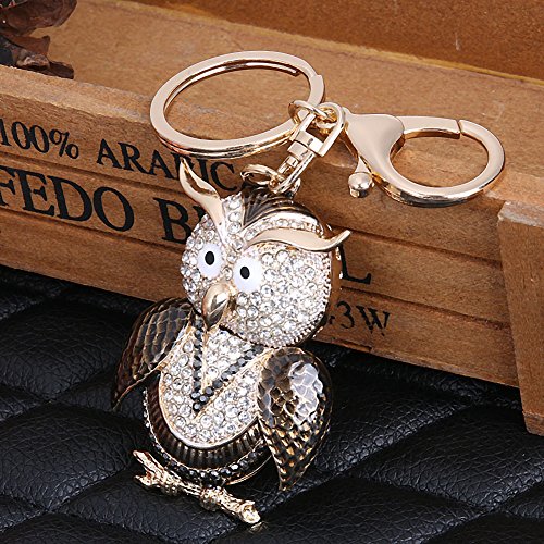 Chaveiro de coruja com strass Childplaymate para bolsa de mão, chaveiro, chaveiro