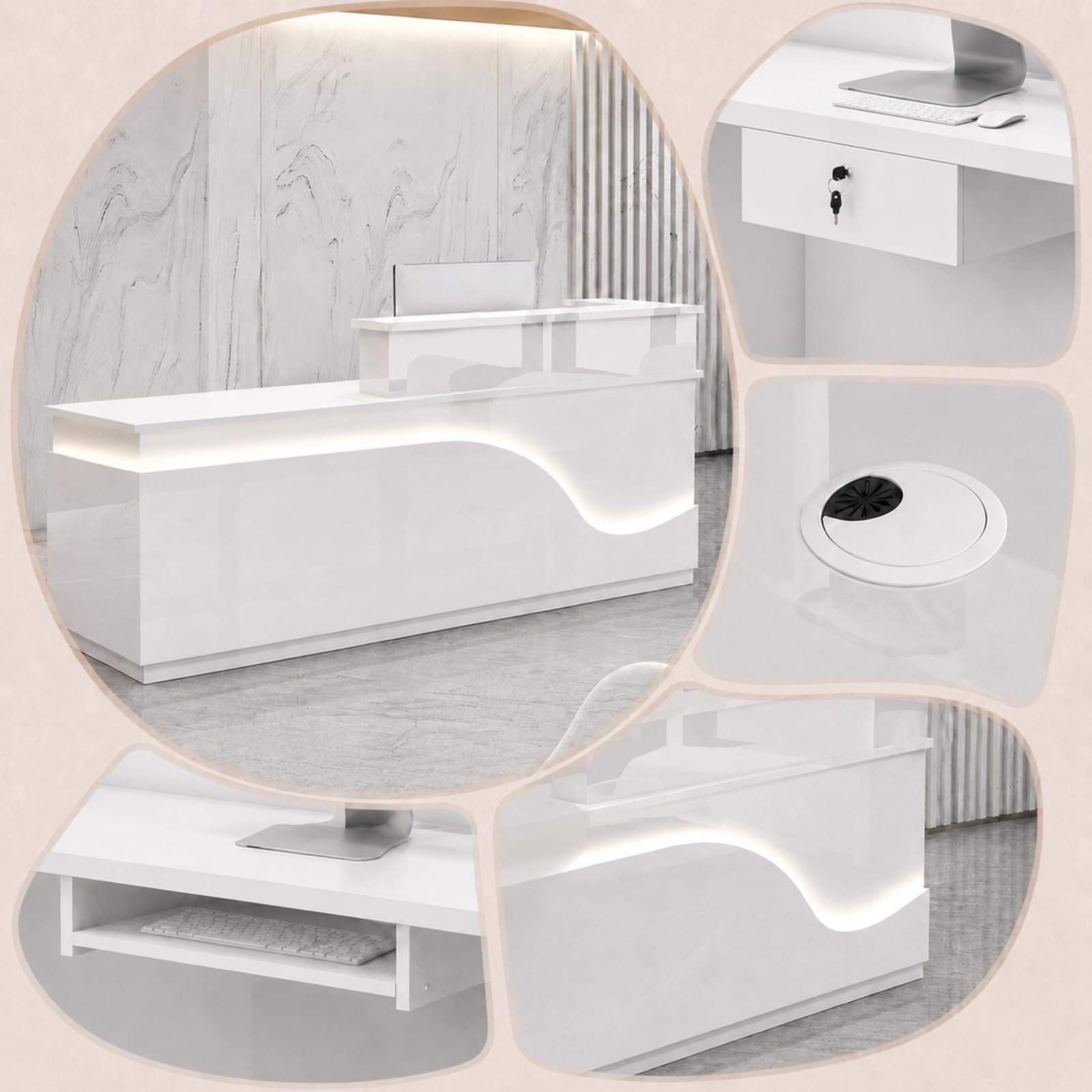 Comptoir De Reception Bureau D'accueil Pour Bureaux Magasin M - Right,160cm