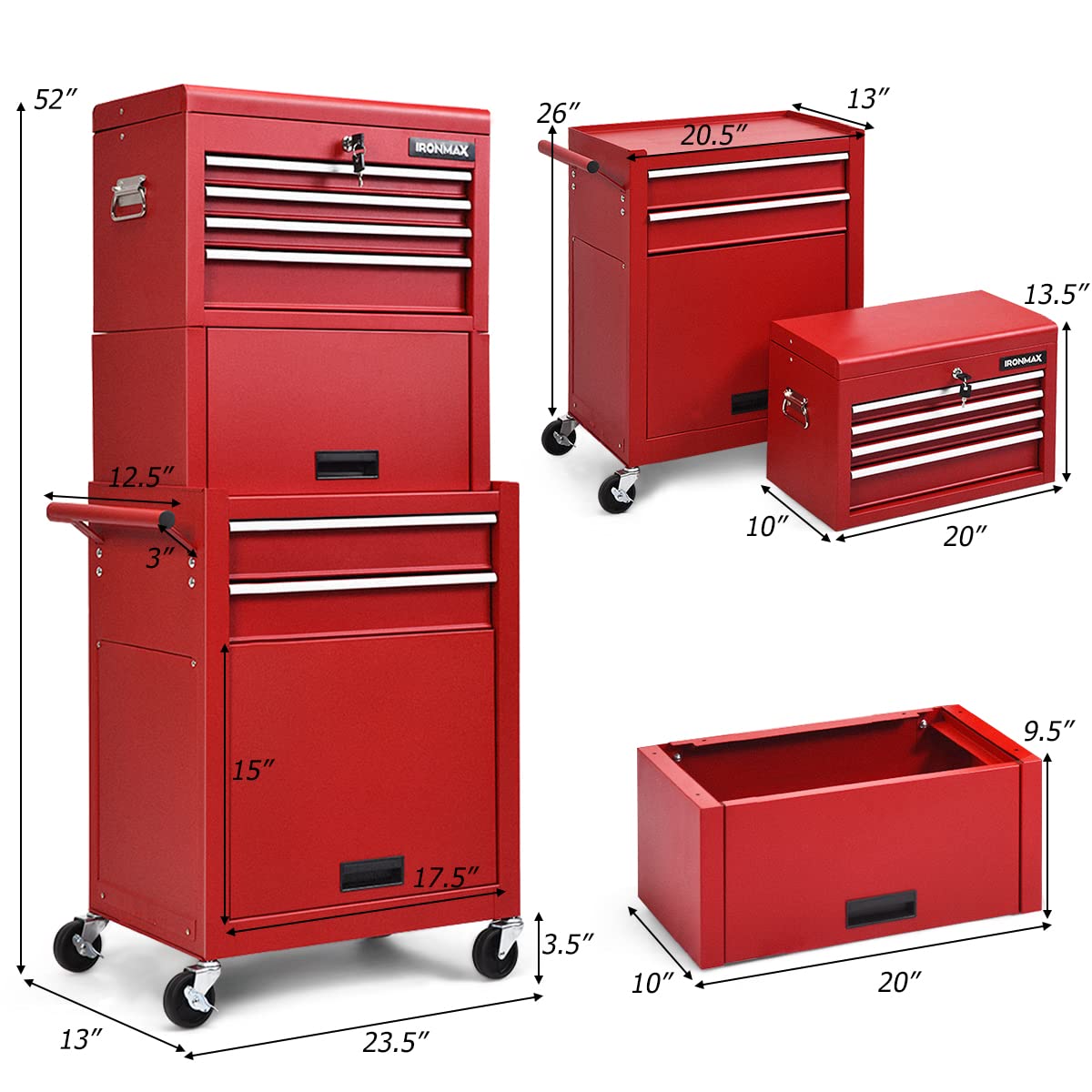 ERGOMASTER 6Drawers Rolling Tool Chest High Capacity Tool