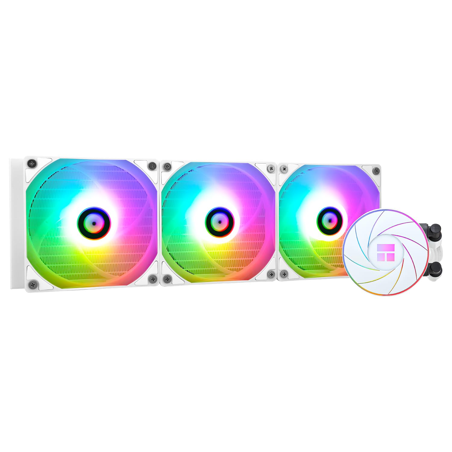 TR AQUA ELITE 360 Blanc ARGB refroidisseur d'eau pour CPU, avec 3 * 120mm ventilateurs PWM, vitesse 1550RPM,pour AMD/AM4/AM5&Intel LGA1150/1151/1200/2011/1700,Refroidisseur d'eau pour CPU(Blanc ARGB)