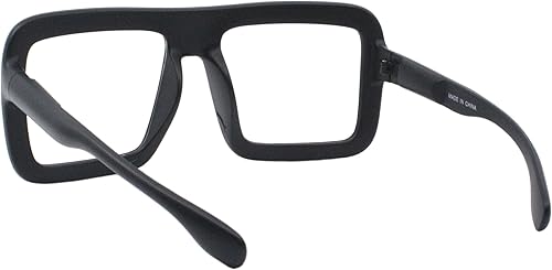 Miniatura 3 de Gafas cuadradas gruesas con lentes transparentes, marco de lentes supergrandes, color negro mate, Mate negro