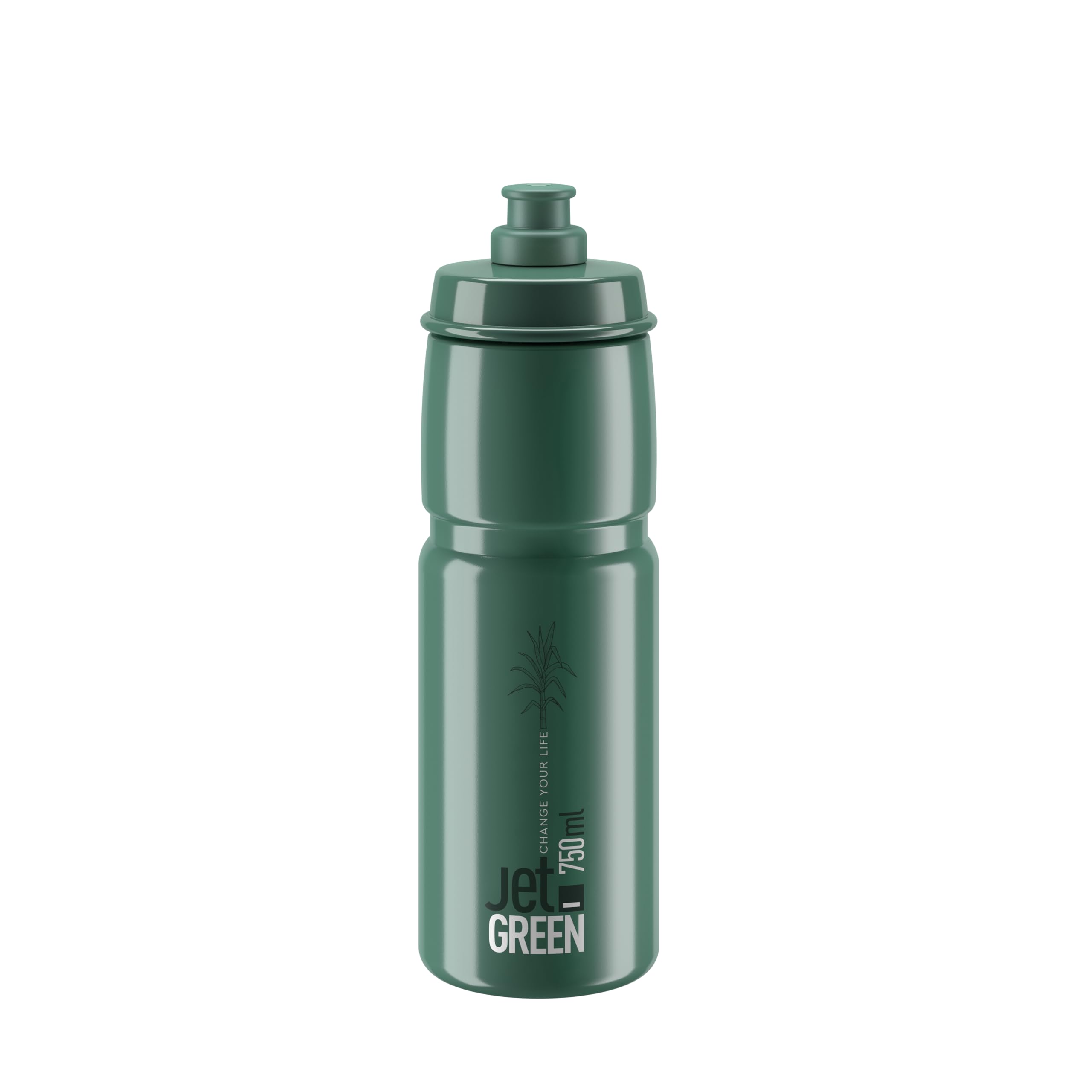 ELITE Jet Green Eco Water Bottle Opal White Logo – Sustainable Cycling Bottle Made from Sugarcane Bioplastic – Lightweight & BPA-Free – 750ml – For Road Bike, MTB & Gravel Cycling