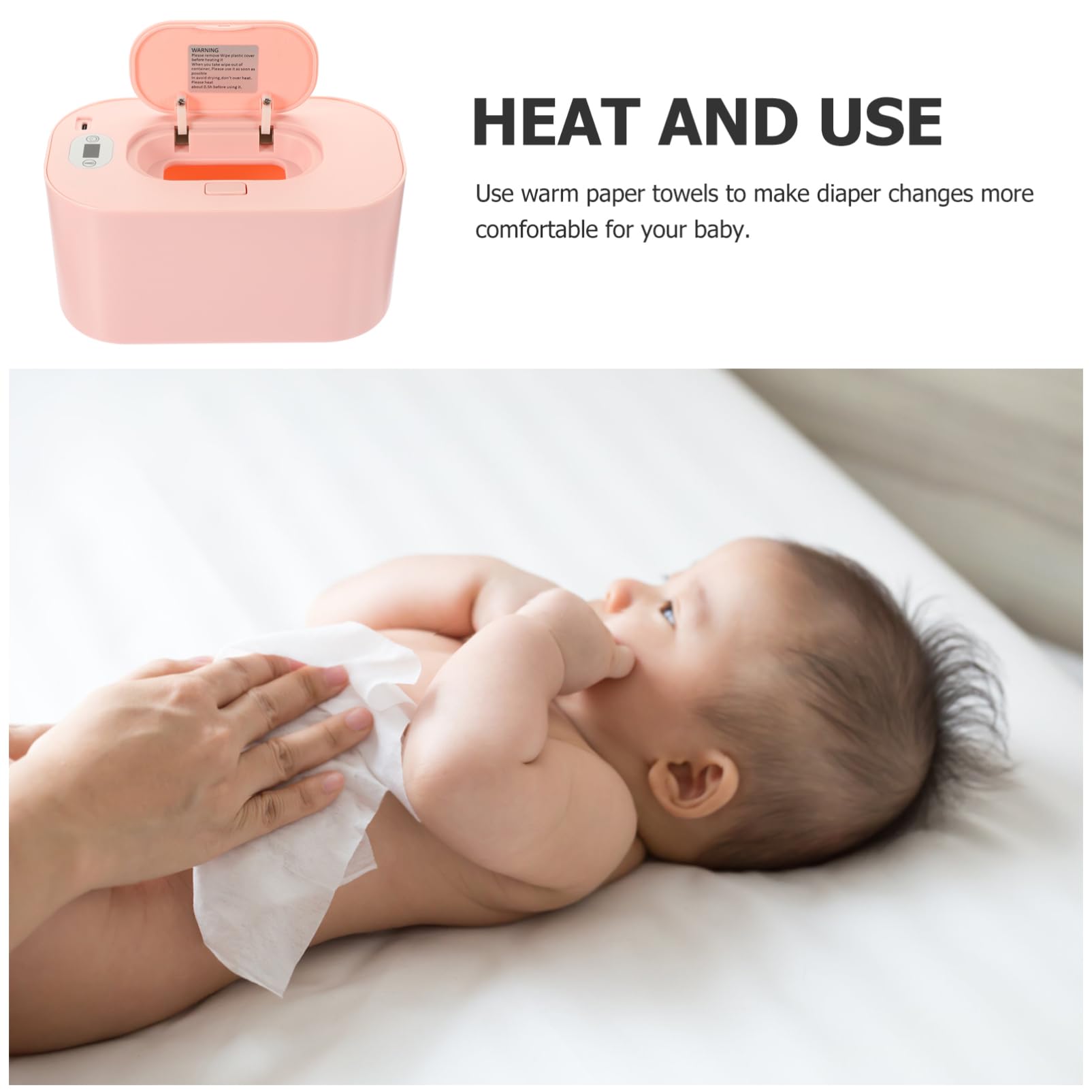 1 Ensemble Chauffe Lingette Humide Lingette Chauffante Portable Chauffage Lingettes Petit Échauffement Chauffe-lingette Pour Bébé Chauffe Lingette Usb Polypropylène (pp) Rose
