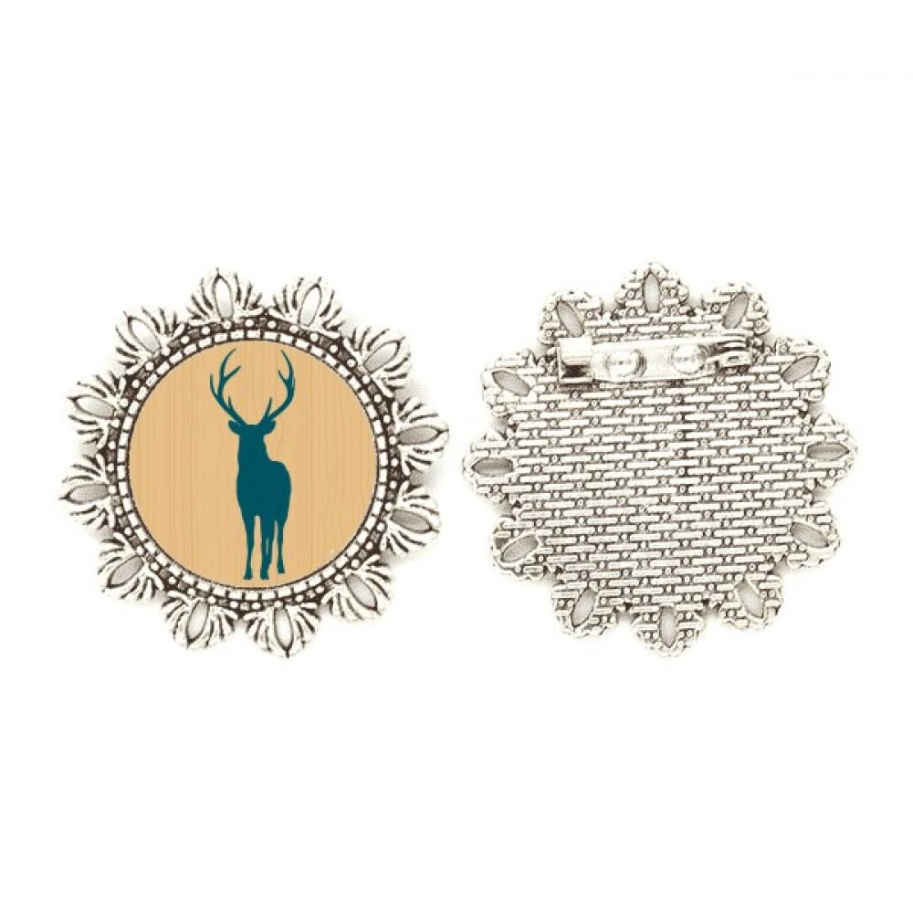 Broche de flor de plata de ley con ciervos joya azul medium de alta joyería 4