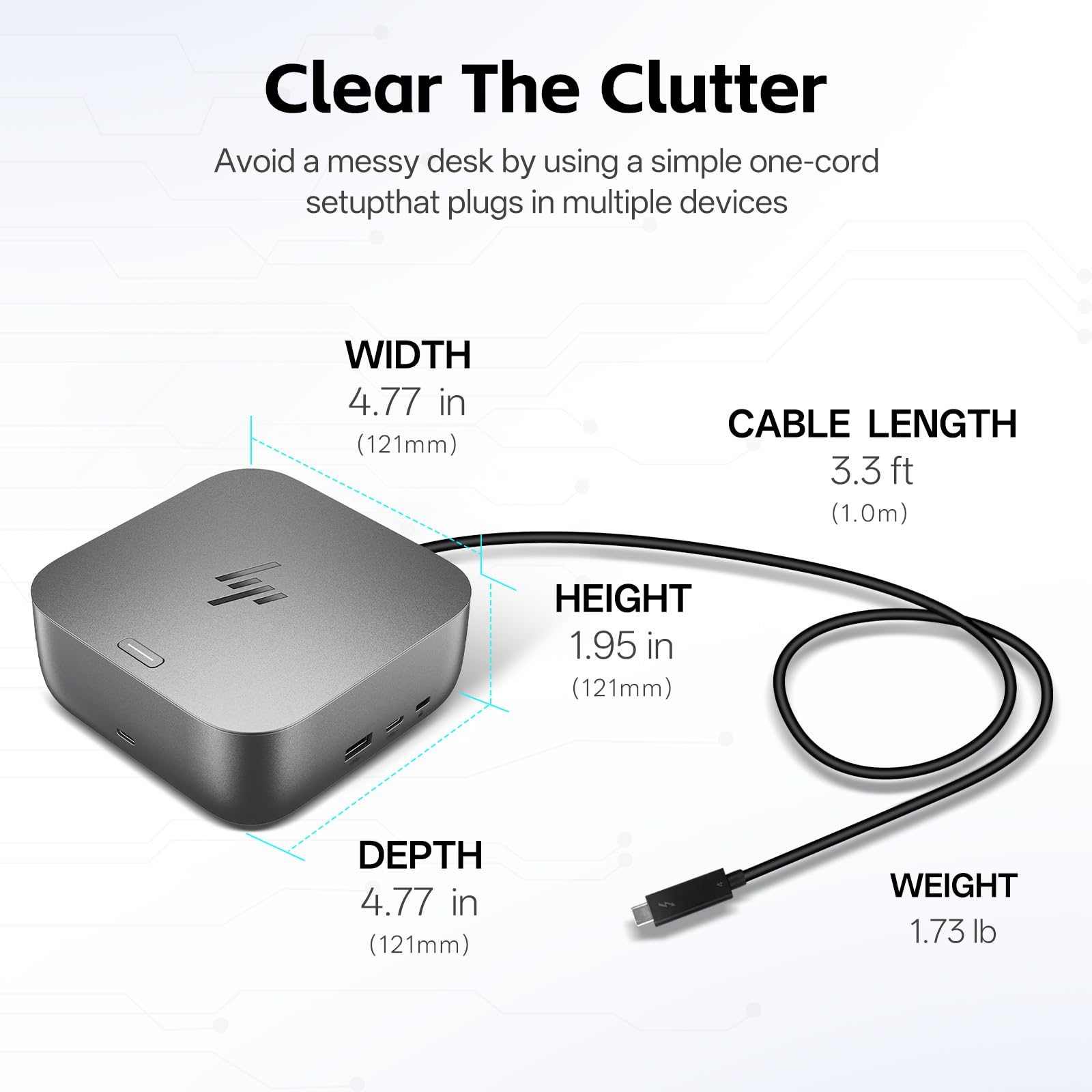 HP - Estación de acoplamiento para portátil con doble monitor y paquete de carga - HP Thunderbolt 4 Ultra 100 W G6 Dock con adaptador de CA de 100 W, cable HDMI y DP y cable USB-C