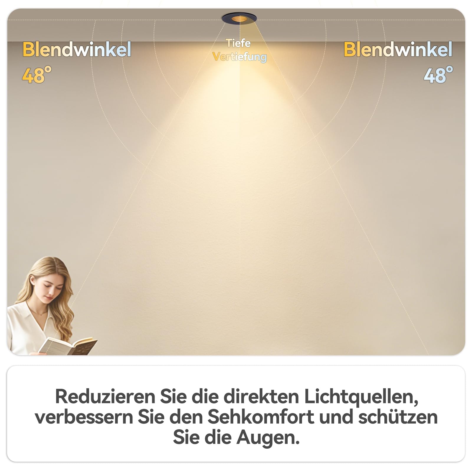 4er Einbaustrahler LED Dimmbar Deckenpots IP65, 5W 550lm Einbauspots 230V Modul, 3000K/ 4000K/ 6500K für Küche Flur, CRI90+ Blendfrei Ø70mm