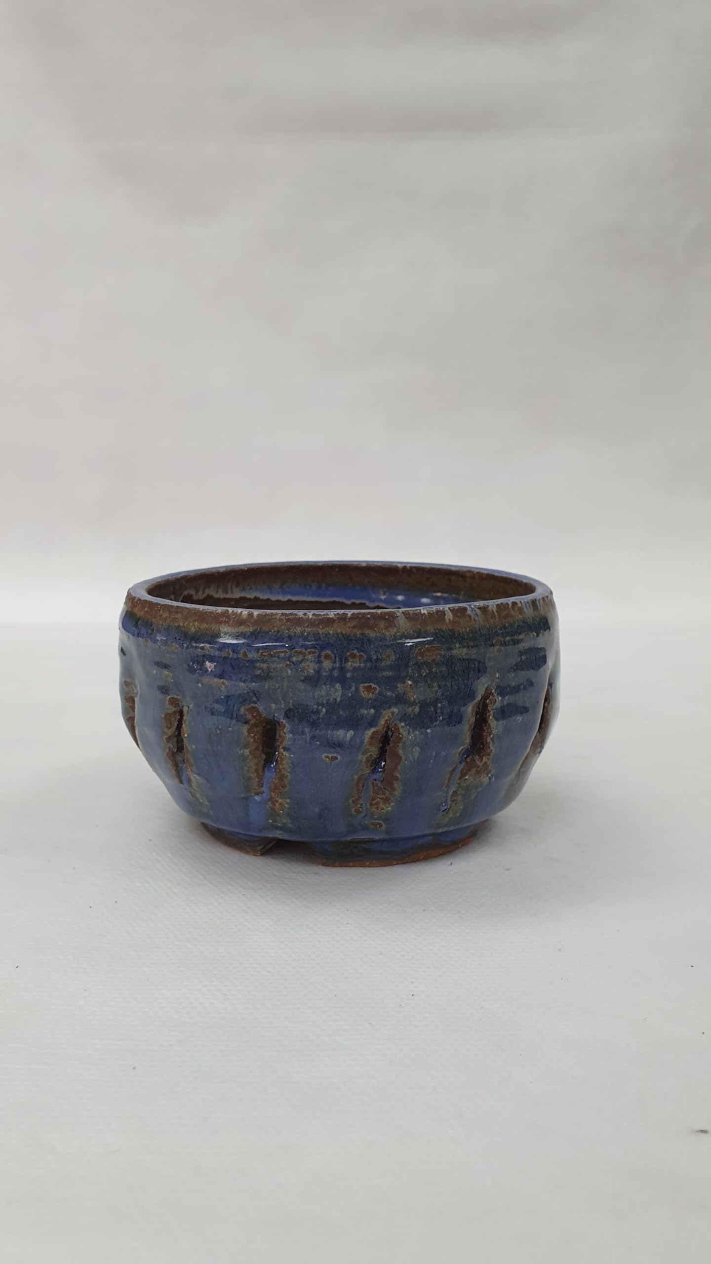 Cuenco de Cerámica Artesanal, Azul Rústico, 12 cm x 7 cm, 452 g