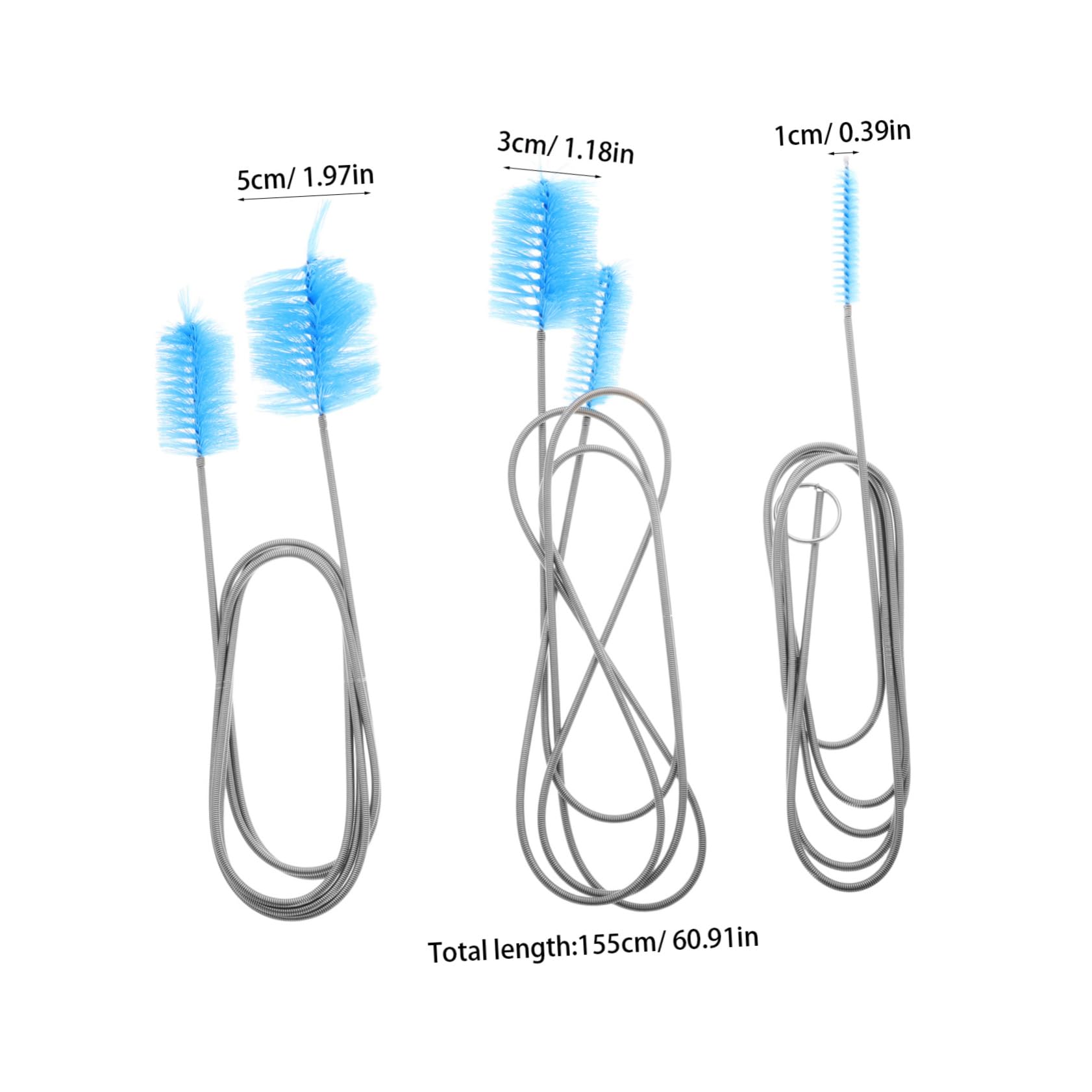 Holibanna 3Pcs Extra Long Flexible Brush Durable Long Pipe Brush for Home Kitchen Bathroom Removal for Shower Tub Hair Drain Cleaning