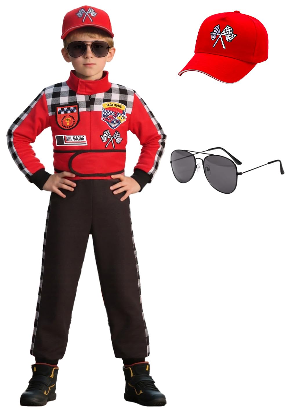 SIZGAROOT Kids Race Car Driver Costume Toddler Boys Race Car Driver Halloween Costume