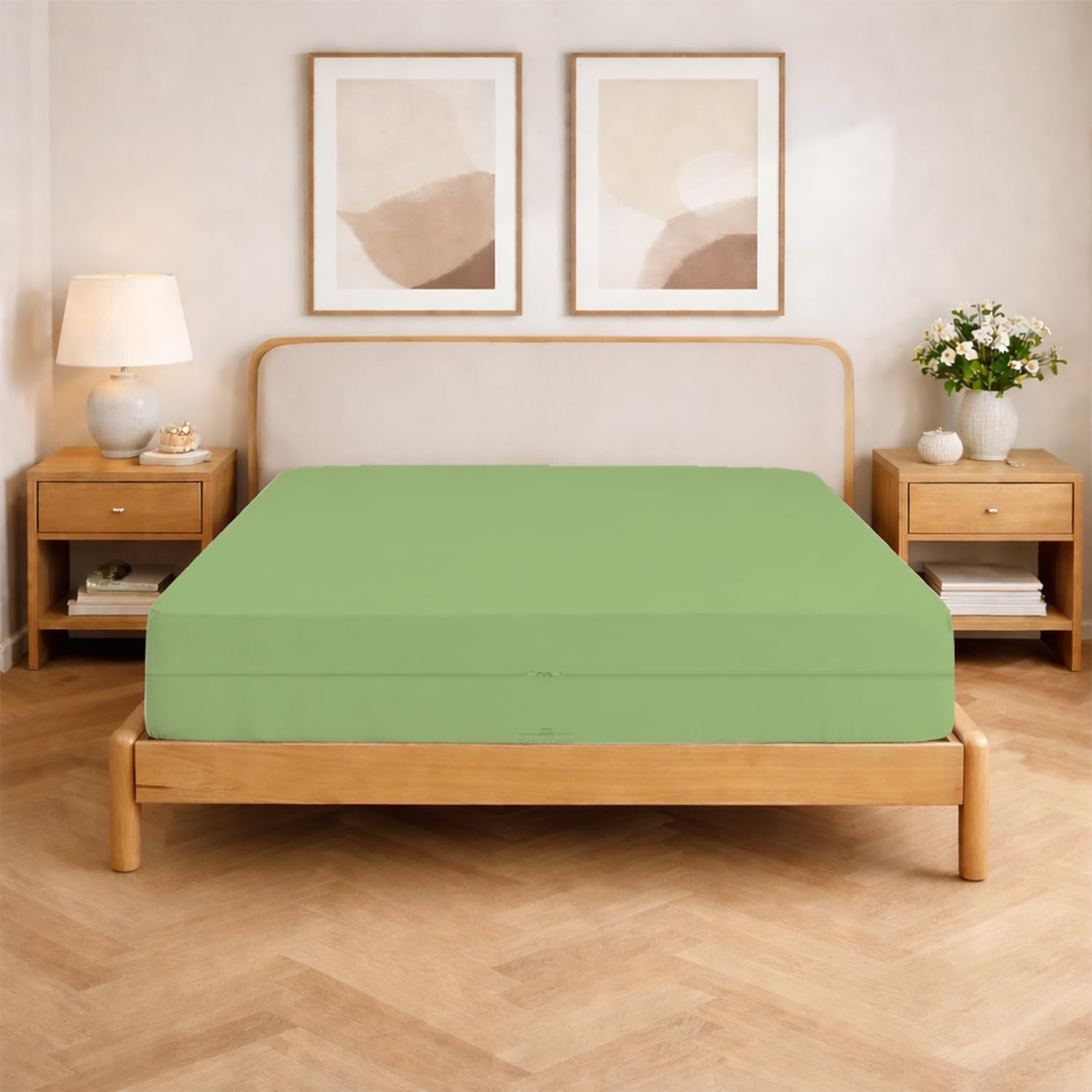 Queen Size Zipper Fitted Sheet 8 Inch Deep Pocket Mattress Cover - 1 Piece Zipper Fitted Sheet Only - 1000 Series Hotel Quality Brushed Microfiber Bottom Sheet Easy Care, Sage