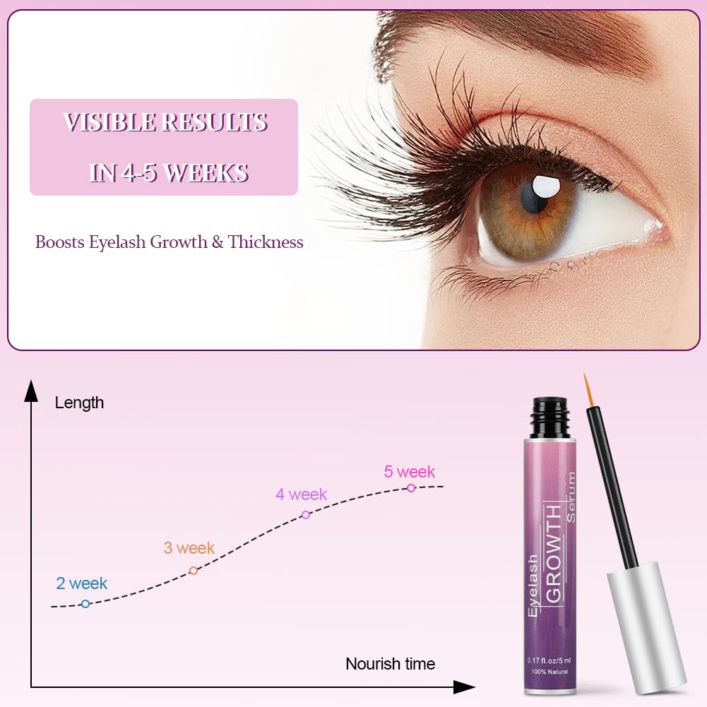 AUYAO Serum do rzęs do cienkich i łamliwych rzęs, naturalne serum do szybszego wzrostu rzęs, pełniejszy i dłuższy wzrost, wspomaga wzrost rzęs, wzmocnienie rzęs, 5 ml