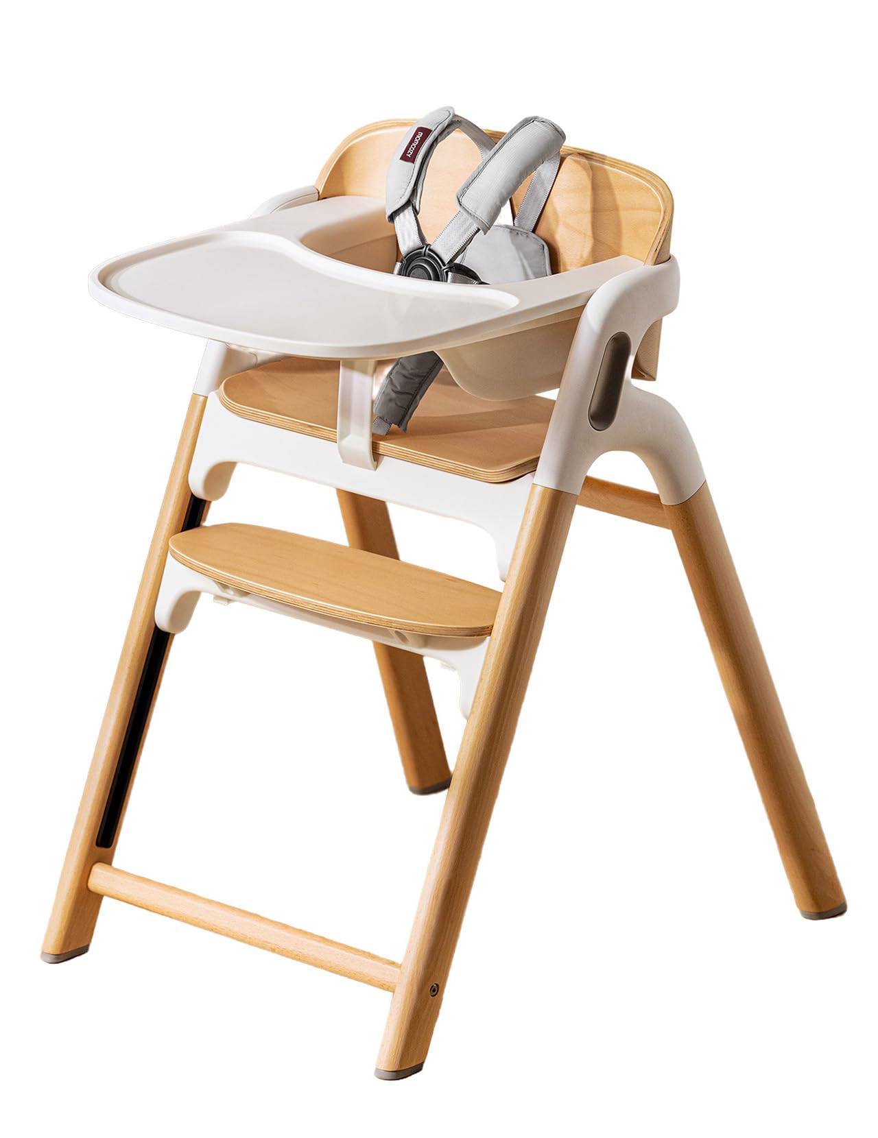 Momcozy DinerPal Hochstuhl aus Buchenholz, verstellbar & umwandelbar für Babys, Kleinkinder & Erwachsene, mit Lernstuhl-Funktion und spülmaschinenfestem Tablett