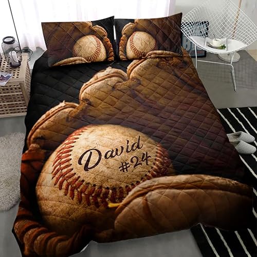 Miniatura 1 de Ohaprints Idea de regalo personalizada para fanáticos del jugador de béisbol con número de nombre, manta y fundas de almohada, juego de ropa de cama