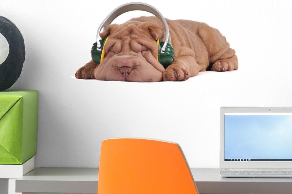 Wallmonkeys FOT-24342864-18 WM152762 Shar-pei Music Dreams Peel and Stick Wall Decals, 18" W x 12" H-Small