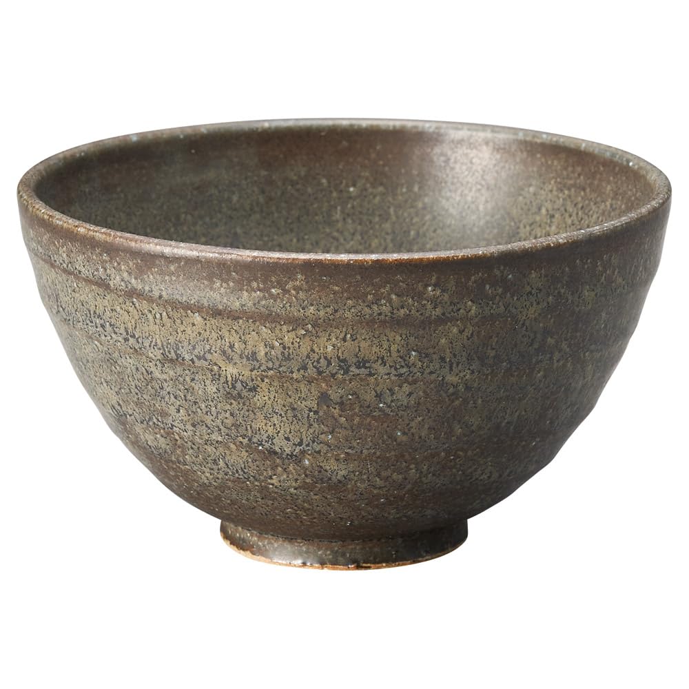 Shigaraki Ware Hechimon Rice Bowl 4.9in Black Kiln Ceramic Handmade Japan