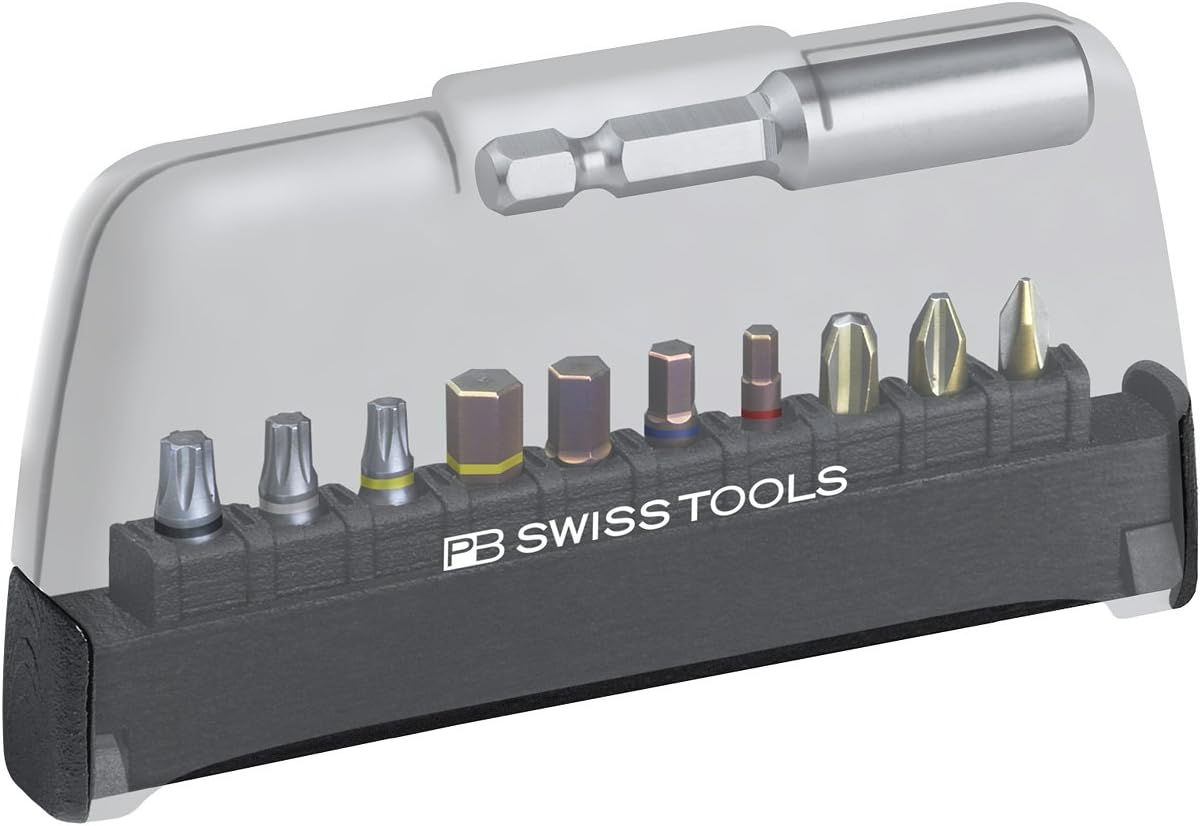PB Swiss Tools BitCase w/ Belt Clip + 1/4" Slotted, Phillips, Pozidriv, Torx PrecisionBits + 451M