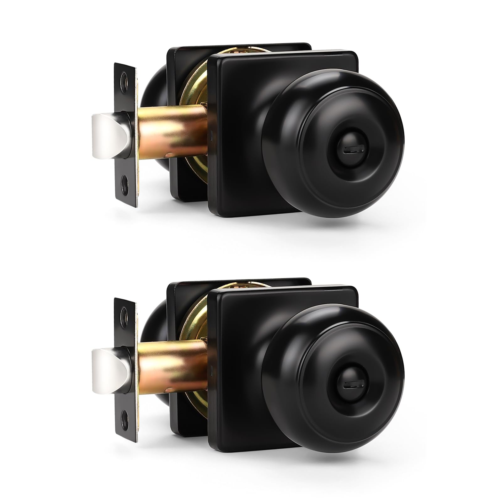 Modern Matte Black Privacy Door Knobs - Keyless Lock -1