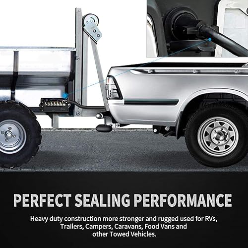 Miniatura 7 de Enchufe de remolque de 7 vías, cable de remolque en línea resistente de 8 pies con caja de conexiones de cableado de 7 cuadras, resistente a la