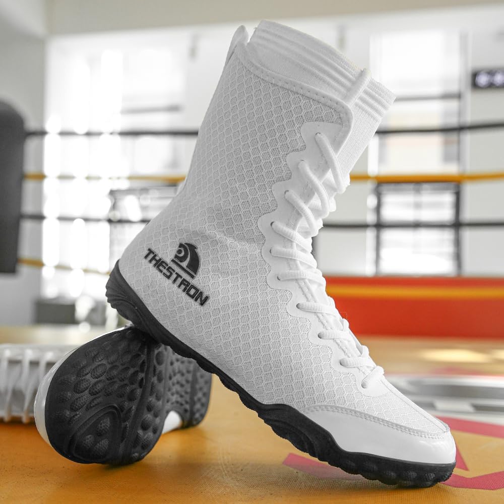 THESTRON Men's Professional Boxing Wrestling Shoes Breathable Fighting Training Boots Male Combat Shoes Man High Top Fitness Sports Sneakers - Image 2