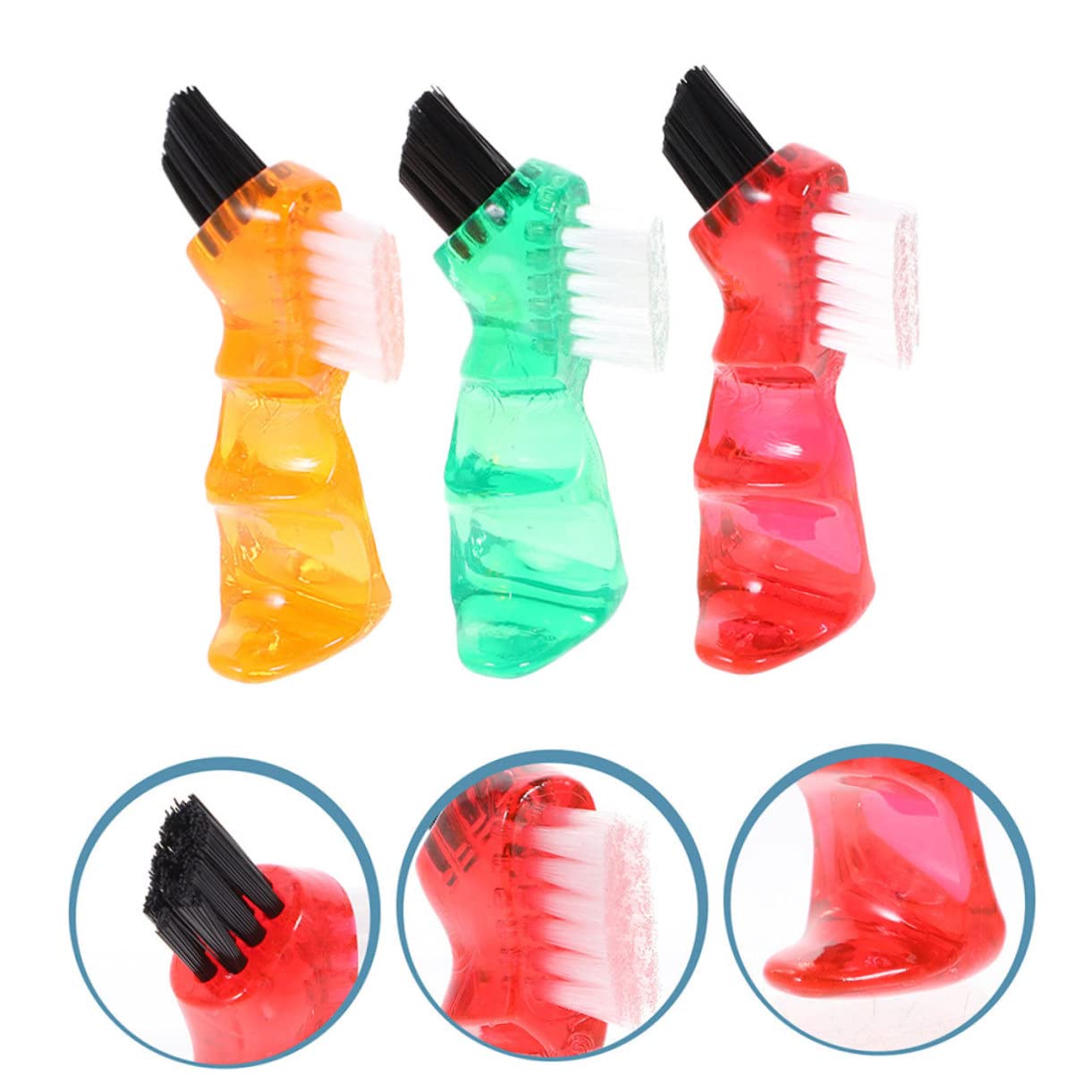 Spazzola per Pulizia Dentiera in Plastico Pp Superficie Liscia e Resistente Mini 3 Pezzi Spazzolino Multifunzione per Igiene Orale Quotidiana