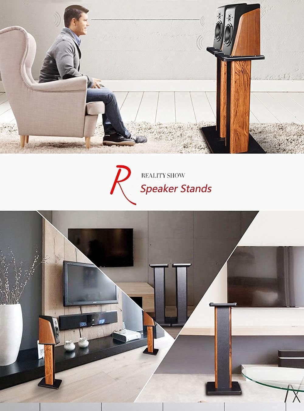 Soportes universales para altavoces de madera de 60 cm, soporte resistente para monitor de estudio con ajuste de relleno