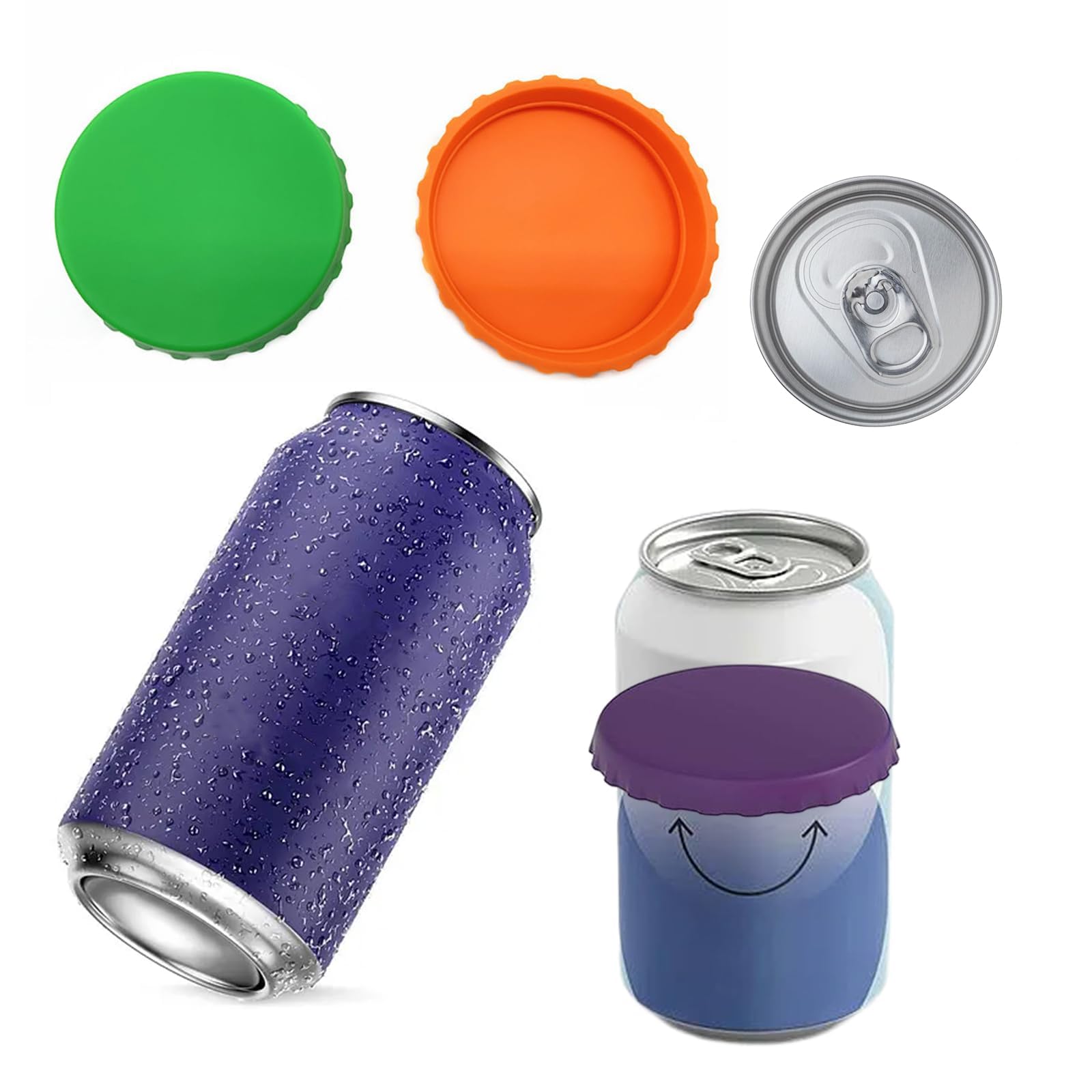 Lot De 4 Couvercles De Canettes Avec Paille, En Silicone, Anti-fuite, Pour La Limonade, Le Cola