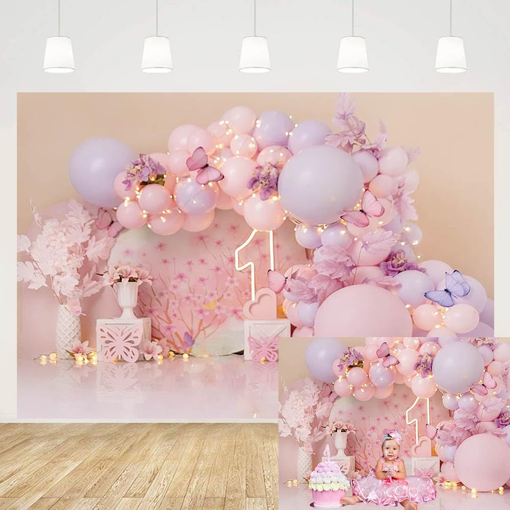 MEHOFOND 7x5ft Purple Photography Backdrop For Girls Birthday
