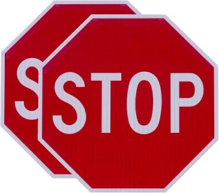Octagon Stop Sign, 0.080" Aluminum, High-Reflective for Outdoor, Rust-Proof, Universal for Parking Lot Traffic, Private Road, Industrial Safety (HIP TypeIV-Aluminum, 24 Inch-2 Pack)