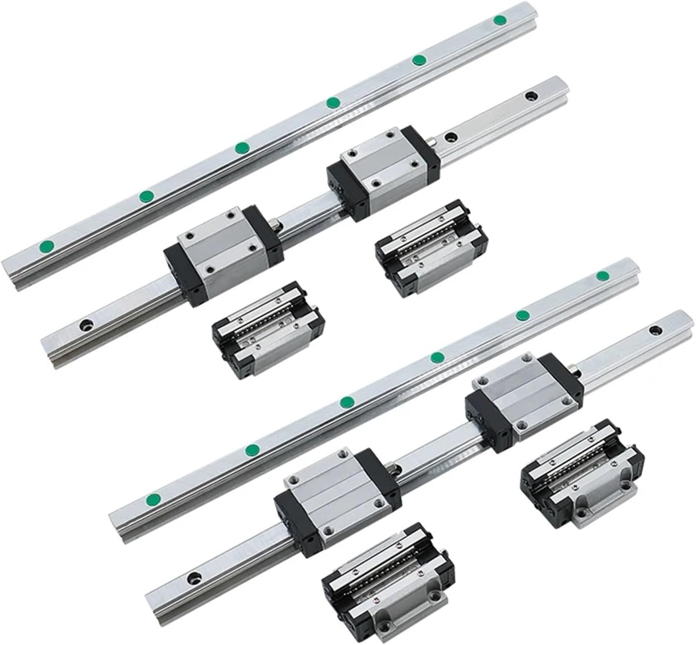 HGR20 HGR15 Square Linear Guide Rail HGH20CA HGW20CC HG15 Steel Flang Slider Block 4Pcs(2HGR20 4HGW20CC,500mm)