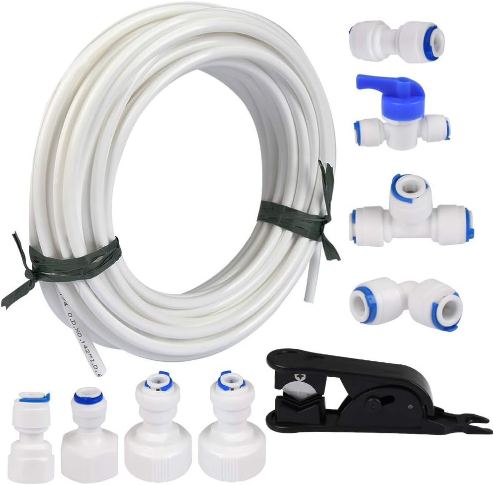 15 M Water Supply Pipe Tube and Fridge Connectors Kit, Refrigerator Water Hose Connection Kit