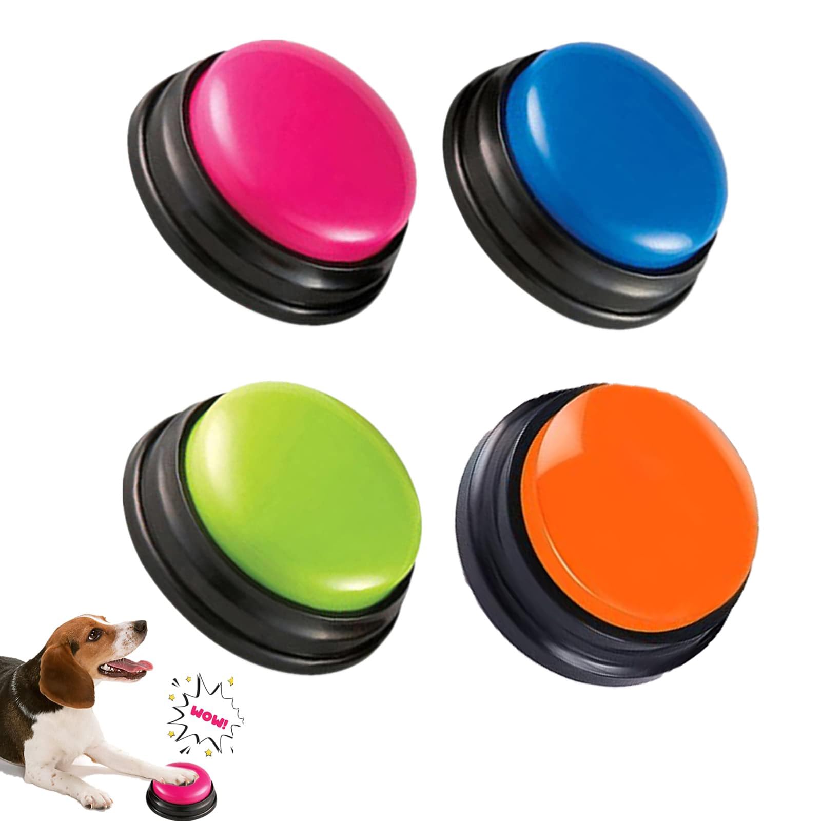 Dog Buttons Talk Training, 30 Second Record & Playback Interactive Dog Toys, Communication and Training Dog Gifts, Dog Buttons Talk Training Multicolour Set of 4