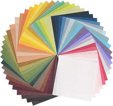 [50 Sheets] Mixed Korean Traditional Mulberry Paper HanJi  6 x 6 inches  | Colored Paper | Folding Handmade Art Design Craft Mixed Handmade Soonji