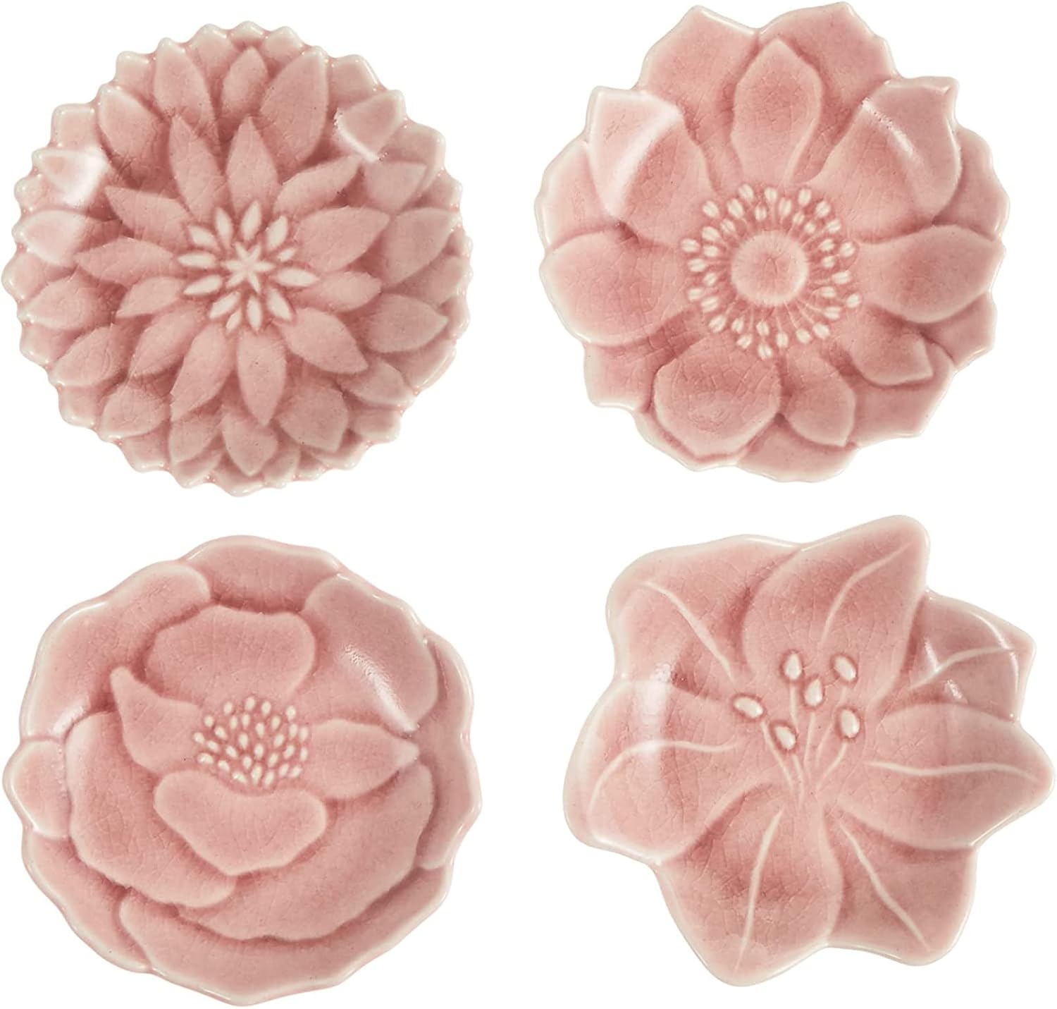 Aito Aito Seisakusho 288550 Kata Katachi Small Plate, Plate, Set of 4, Approx. 3.0 x 3.0 inches (7.7 x 7.5 cm), Coral, Pink, Setoyaki, Microwave, Dishwasher Safe, Made in Japan