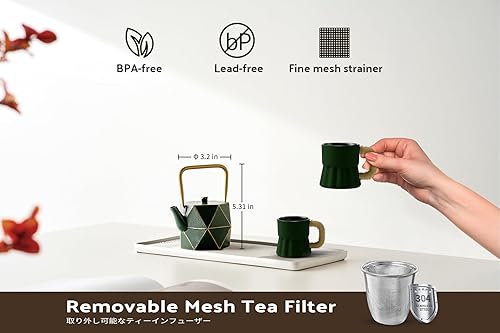 Miniatura 3 de Toptier Mini tetera de té, tetera súper pequeña de tamaño de palma, hervidor de té japonés de hierro fundido apto para estufa, tetera de diseño de