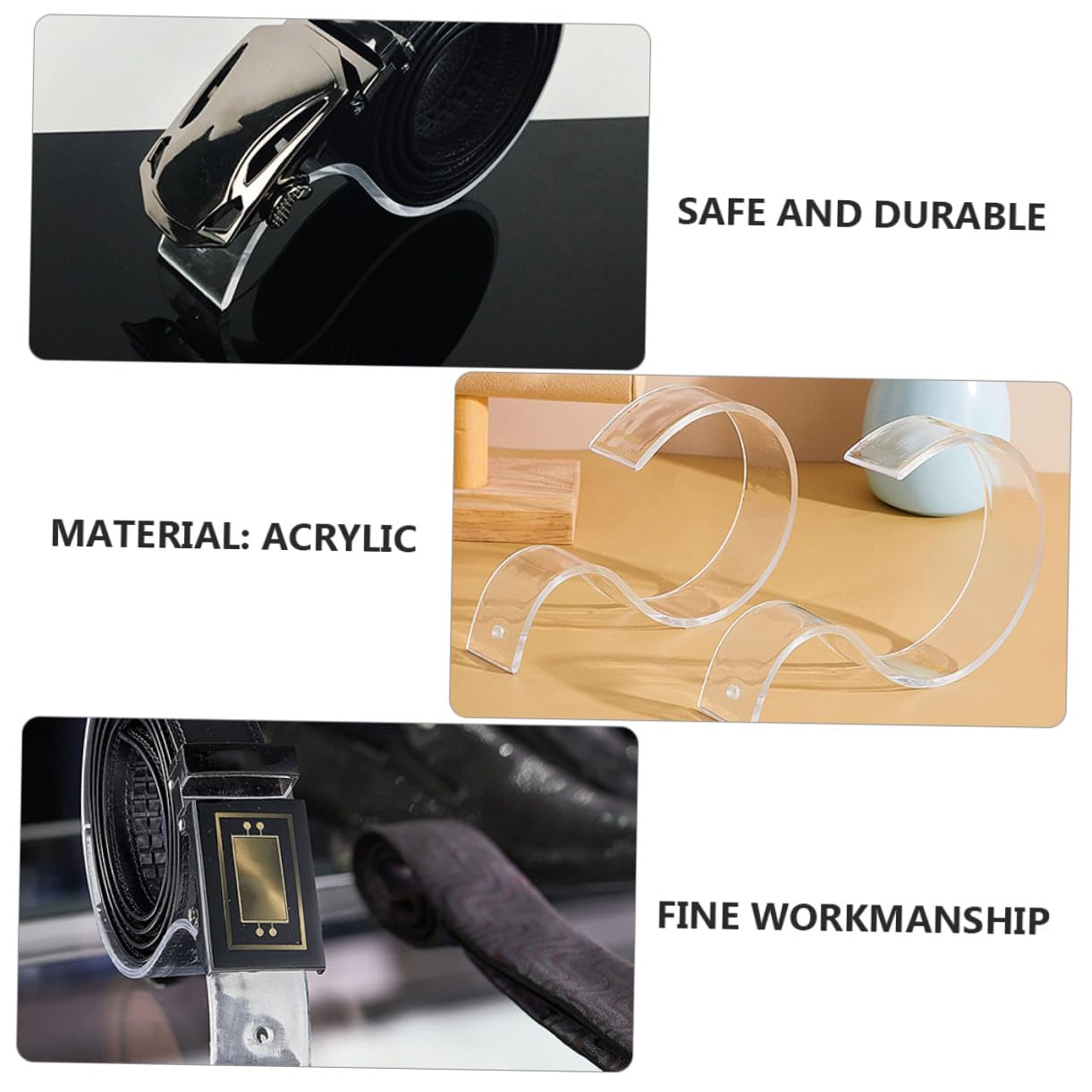 Transparenter Acryl S-förmiger Gürtelhalter mit Glatter Oberfläche für Zuhause und Einkaufszentren ohne Grate 10 Stück zur Stilvollen Gürtelaufbewahrung