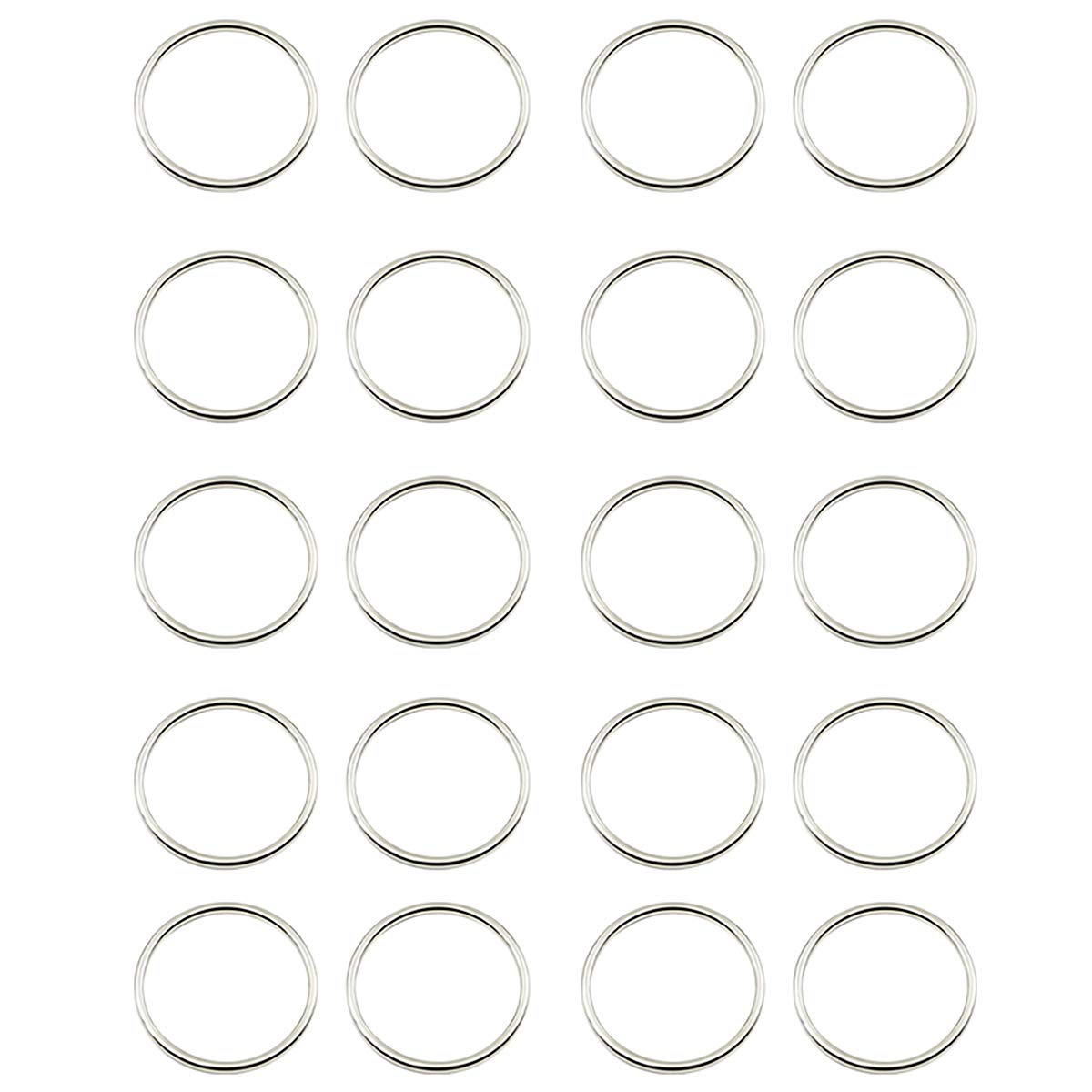 20 Pcs/Lot Bague en Anneau Anneau De Cercle Anneau Rond O Anneaux en MéTal Soudé Anneau sans Soudure pour Sacs à Main Sangle Sac à Dos Bricolage Accessoires De Sac, Argent, 40mm